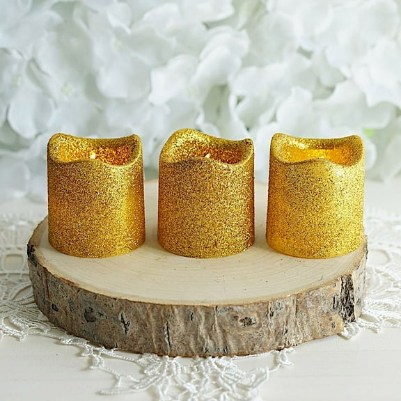 BalsaCircle 12 Glittered LED Battery Operated Votive Candles Lights Wedding Party