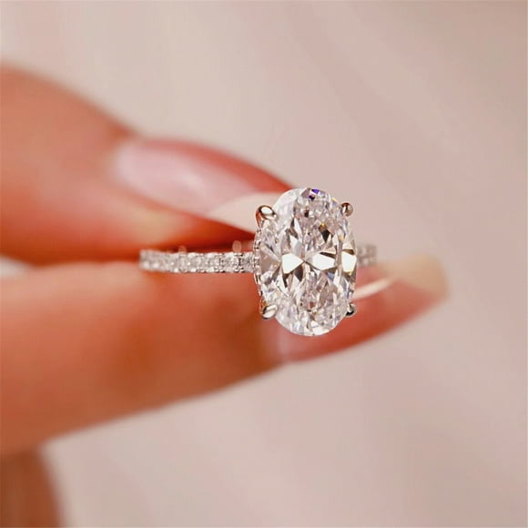 Clearance!Niahfd Jewelry True Moissanite Diamond Ring Large Oval Egg Ring Female Ring Gold