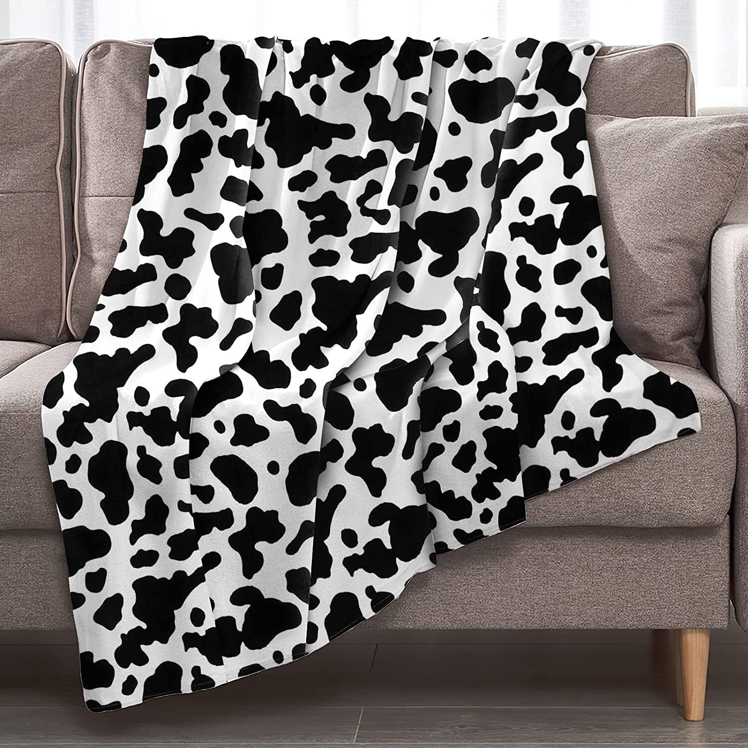 Cow Print Blanket Throws Flannel Fleece Soft Cozy Throw Blanket Fuzzy