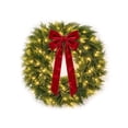 thumbnail image 2 of Christmas Norfolk Pine Wreath with Bow & LED Lights, Artificial Evergreen Wreath for Front Door Indoor Outdoor Christmas Decorations, Batteries Not Included, 2 of 8