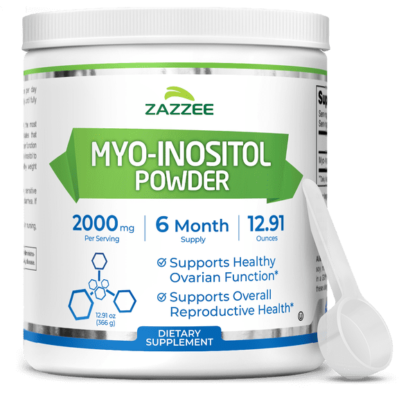 Zazzee Myo-Inositol Powder – 6 Month Supply – 183 Servings – 2000 mg per Serving – 100% Pure & All-Natural – Includes Free Scoop for Exact Dosage – Fertility & Reproductive Health Support – Vegan • N
