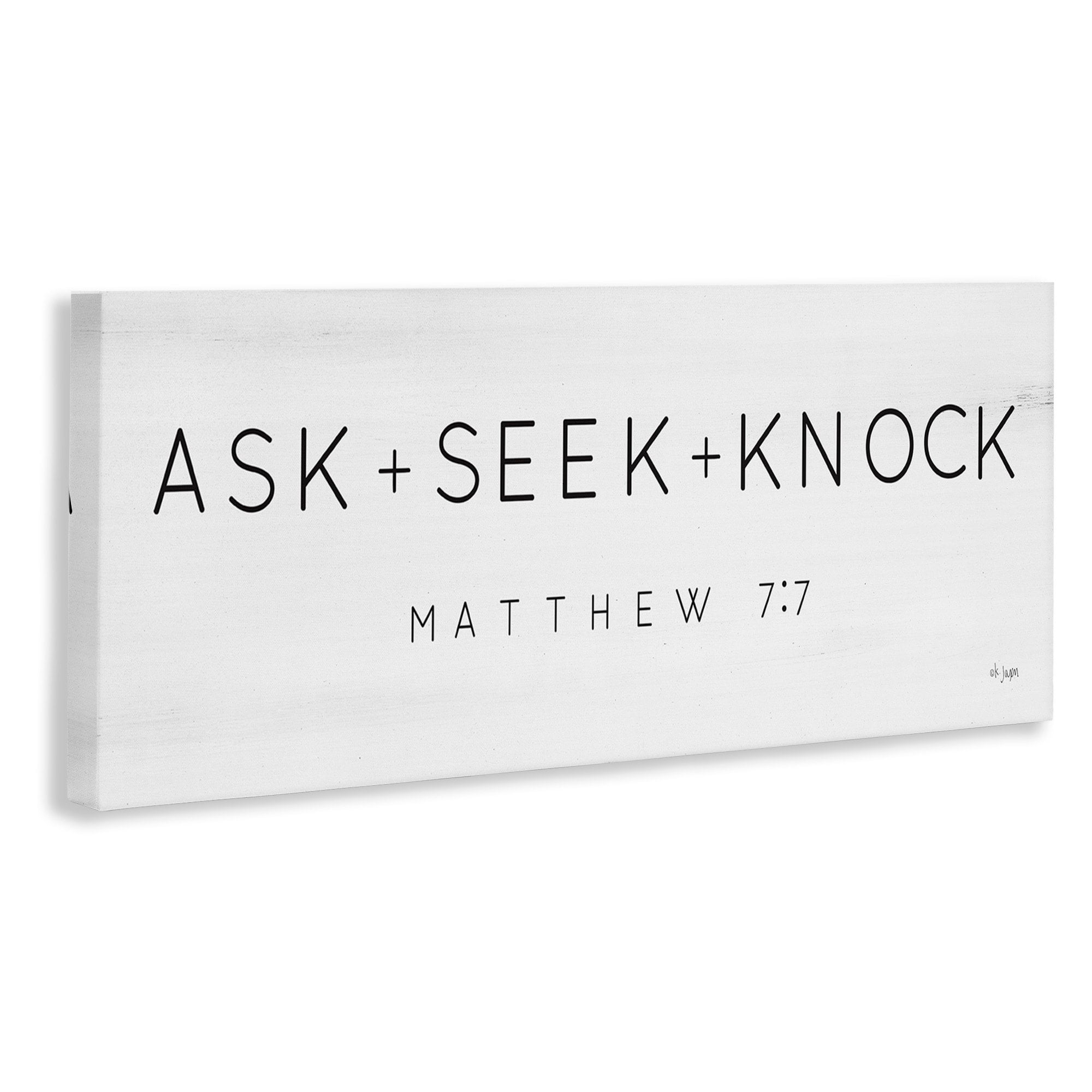 Stupell Industries Ask Seek Knock Minimal Religious Scripture Verse Graphic Art Gallery Wrapped Canvas Print Wall Art, Design by Jaxn Blvd.
