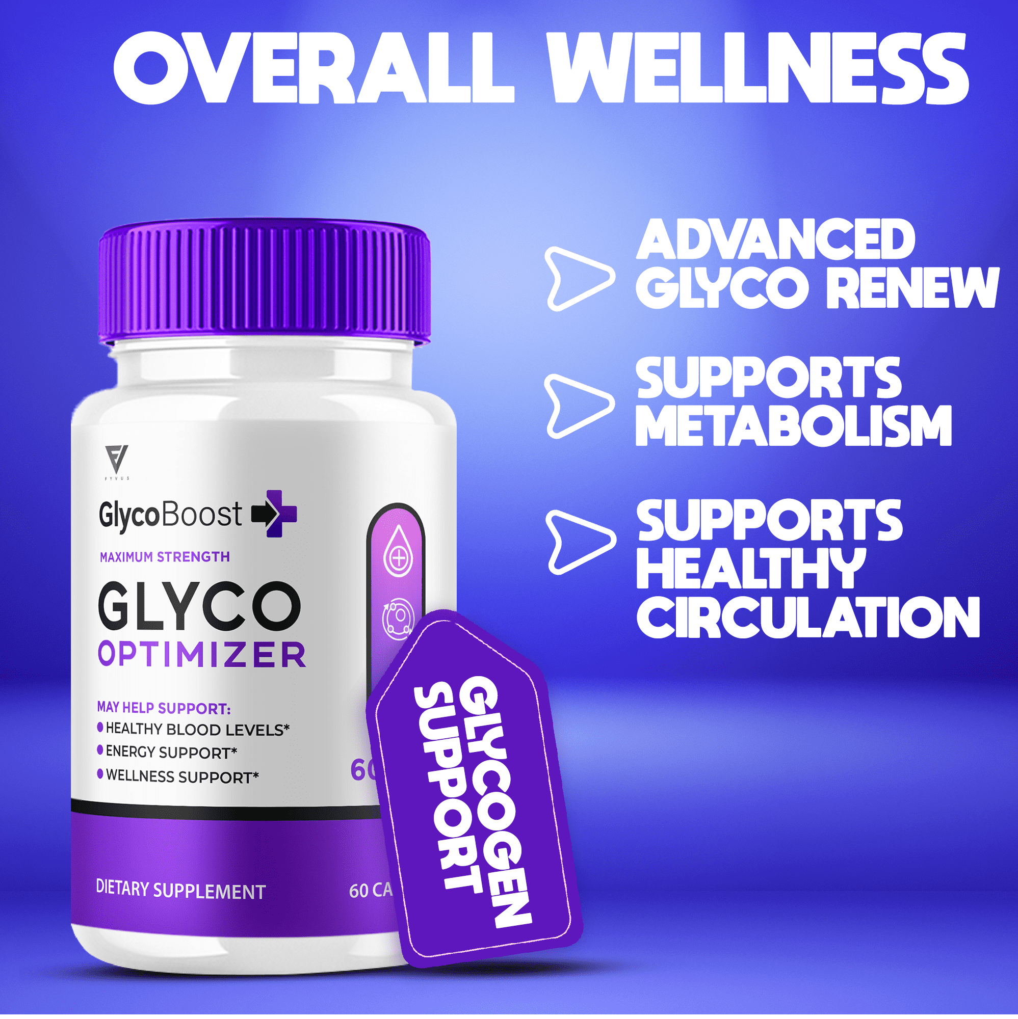 (2 Pack) GlycoBoost Glyco Optimizer Blood Support Formula Glycogen Optimization Overall Wellness Maximum Strength Glyco Boost (120 Capsules)