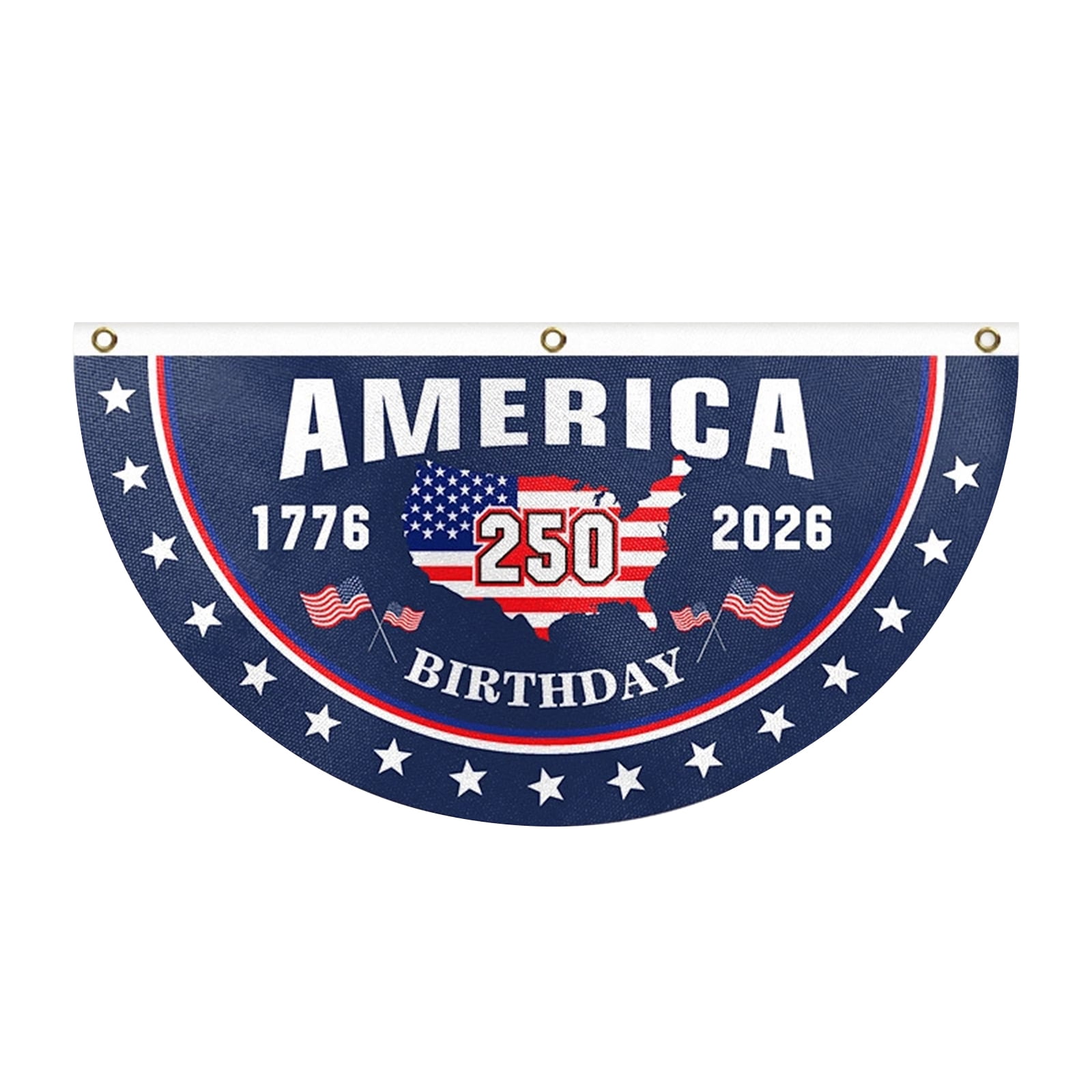 4th of July USA Flag Semi-Circular 250th Anniversary, Outdoor Semi-Circular American Flags for Independence Day, Patriotic Half Round USA Banner for Home Decor