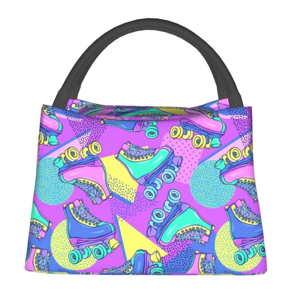 Fotbe Disco Roller Skates Bolsa Térmica Portátil con Estampado, Bolsa de Entrega de Alimentos Aislada, Bolsa Reutilizable de Gran Capacidad para Comidas y Supermercado