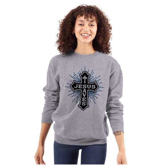 Jesus Christ Saves Christian Love Sweatshirt for Men or Women Brisco Brands S