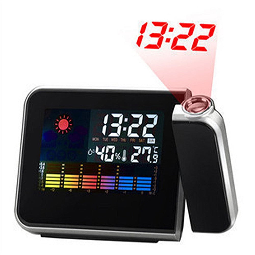 Projection Digital Alarm Clock Weather Thermometer LCD Color Display LED CYCA<q 