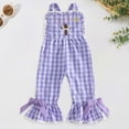 thumbnail image 2 of kpoplk Toddler Girl Bell Bottom Jumpsuit Sleeveless Romper Pants Flower Halter Overalls Summer Clothes Size 6-12 Months,Purple, 2 of 7
