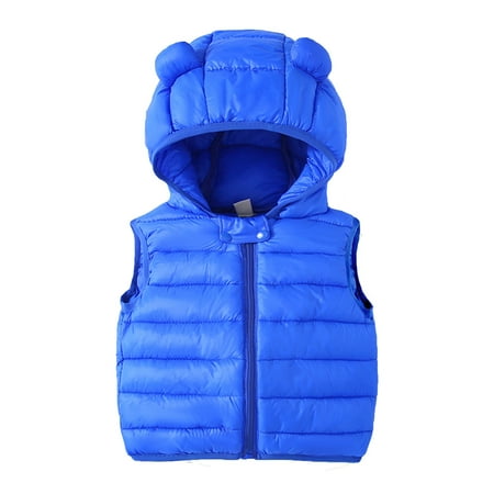 

Plebaso Toddler Baby Girls Boys Padded Hooded Coat Vest Solid Color Zipper Warm Jacket Baby Fall Winter Clothes