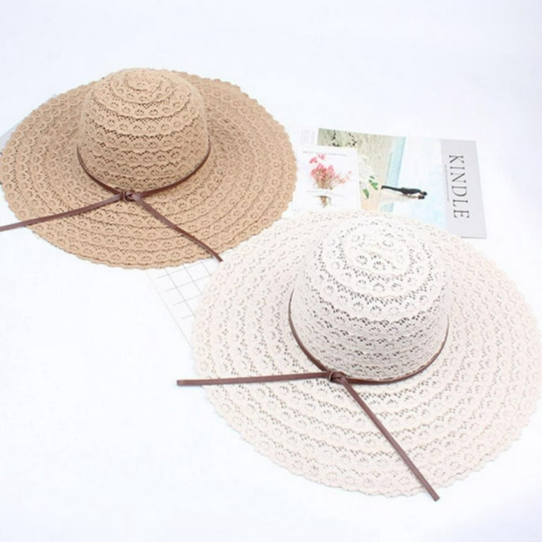 Summer Beach Sun Hats for Women UPF Woman Foldable Floppy Travel Packable  UV Hat Cotton, Wide Brim Hat 