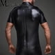 thumbnail image 3 of Camisetas De cuero sintético para hombre, camisa Sexy de látex para Fitness, para escenario, fiesta y discoteca, 3 of 4