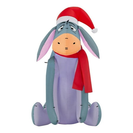 Eeyore With Santa Hat Holiday Christmas Airblown Inflatable  5.5 Feet Tall