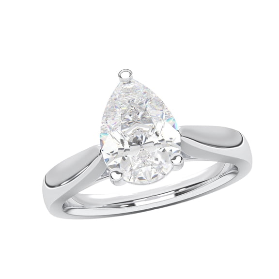 KEEVA JEWELS 3.00 Carat Pear Moissanite Solitaire Engagement Ring for Women Made in White Gold Plated Silver Size 7