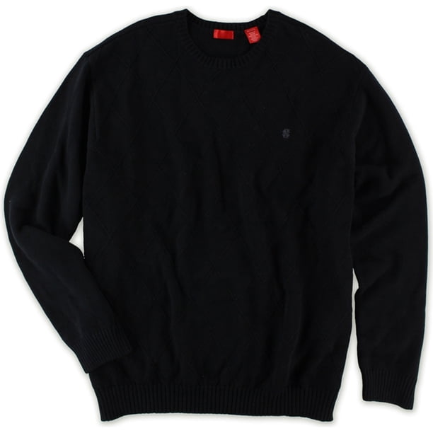 IZOD suéter de punto con entramado para hombre, negro, 4XLT