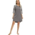 thumbnail image 6 of EFINNY Women's 3/4 Sleeve Nightgowns Contrast Color Nightdress Round Neck Nightshirt Comfy Cotton Sleepshirt S-3XL, 6 of 8