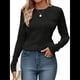 thumbnail image 1 of Camisetas de Larga para Mujer, Blusa Informal Holgada de Punto Acanalado con Cuello Redondo, Jersey de Moda para Otoño. Negro XL, 1 of 7