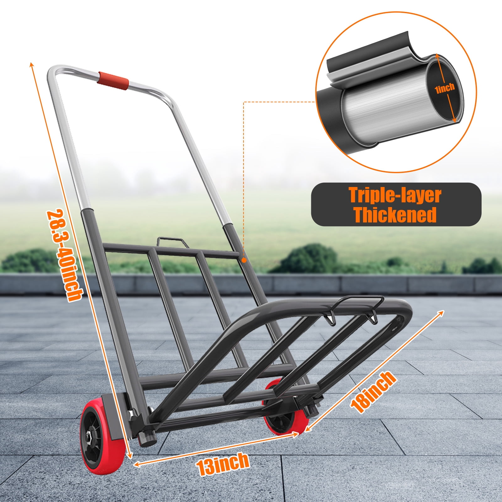 LCOKEIY 175lb Capacity Folding Dolly Cart with Wheels and Telescoping Handle for Household, Heavy Duty Hand Truck Portable Luggage Cart