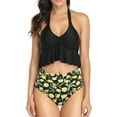 thumbnail image 1 of WREESH Women'S High Breast Contrast Gradient Split Bikini Set One Piece Swimsuit, 1 of 9