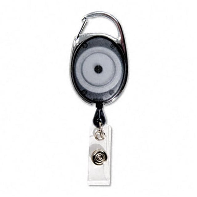 Carabiner-Style Retractable ID Card Reel 30 Extension Smoke 12 Per Pack