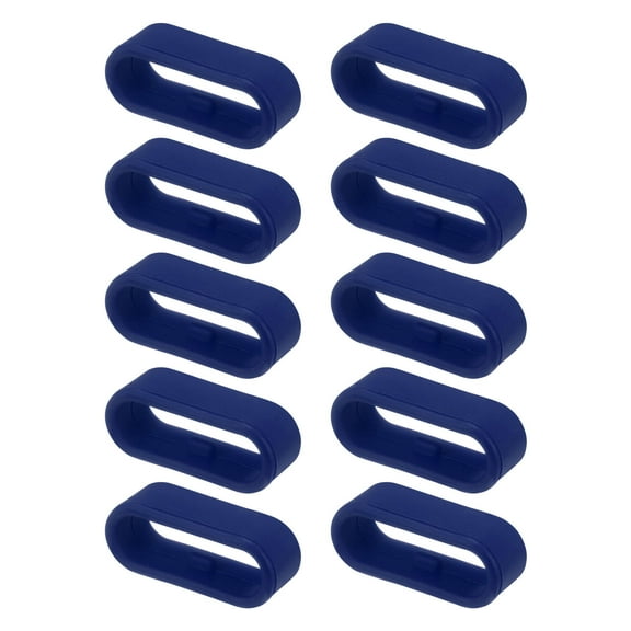 Uxcell 10Pcs Watch Band Strap Loops Silicone Replacement Fastener Rings for 18mm Width Watch Band, Dark blue
