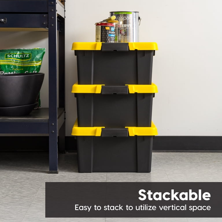 IRIS 12 Gallon Black Plastic Latching Storage Bin with Lid Tote