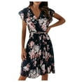 thumbnail image 2 of Women's Summer Ruffle Short-sleeved V-neck Digital Print Dress, 2 of 3