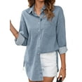 thumbnail image 4 of Fantaslook Denim Shirts for Women Button Down Blouses Long Sleeve Casual Tops Fall Outfits, 4 of 9