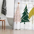 thumbnail image 2 of Modern Christmas Shower Curtain, Watercolor Cute Pine Tree On Rustic Wood Holiday Assessory Set for Kids Bathroom, Waterproof Merry Christmas Fabric Cloth Curtain , Hooks Included, 2 of 5