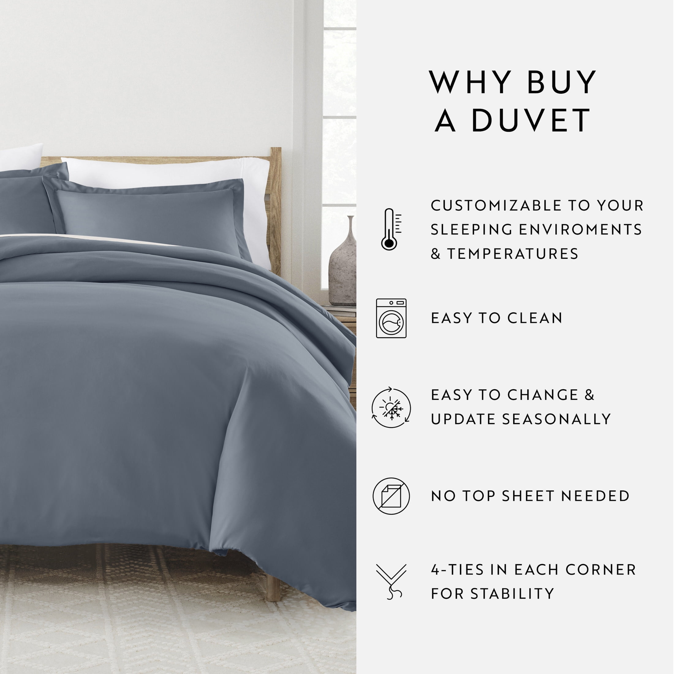 Noble Linens 2-Piece Stone Duvet Cover Set, Twin/Twin XL