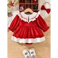 thumbnail image 5 of Miaouyo Infant Baby Girl Christmas Fall Outfit 0 3 6 9 12 18 Months Santa Tree Embroidered Ruffle Trim Long Sleeve Romper Dress Bow Headband, 5 of 9