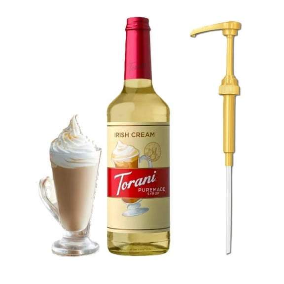 Torani Puremade Irish Cream Flavouring Syrup, 25.4 fl oz (750ml) Glass Bottle with Absol Gold Pump