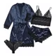 thumbnail image 1 of Conjunto De Pijama De 4 Piezas Para Mujer Con Ribete De Enca, 1 of 4