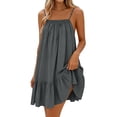 thumbnail image 6 of Horkkom Mini Dresses for Women Solid Color Camisole Summer Dresses Beach Travel Vacation Sundresses, S-2XL, 6 of 9