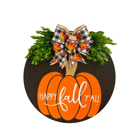 

FORYULIK Gift Teardrop Chandelier Pumpkin Wooden Round Crafts Hanging Sign Decoration Card Home