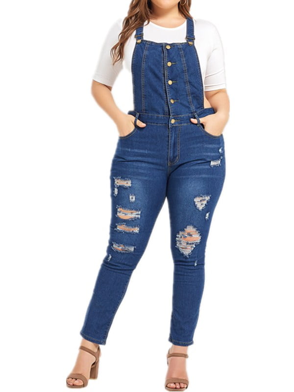 denim jumpsuit women's plus size