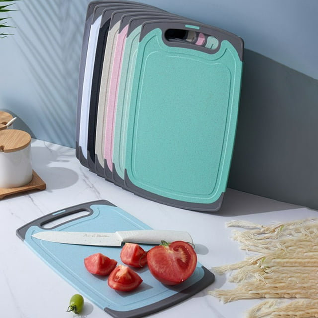 pstuiky Plastic Cutting Board for Kitchen Double-Sided Extra Large Dishwasher Safe Non-Slip Grip Handle 13 X 9 X 0.2 Inch Grinding Area Meat Vegetable Prep