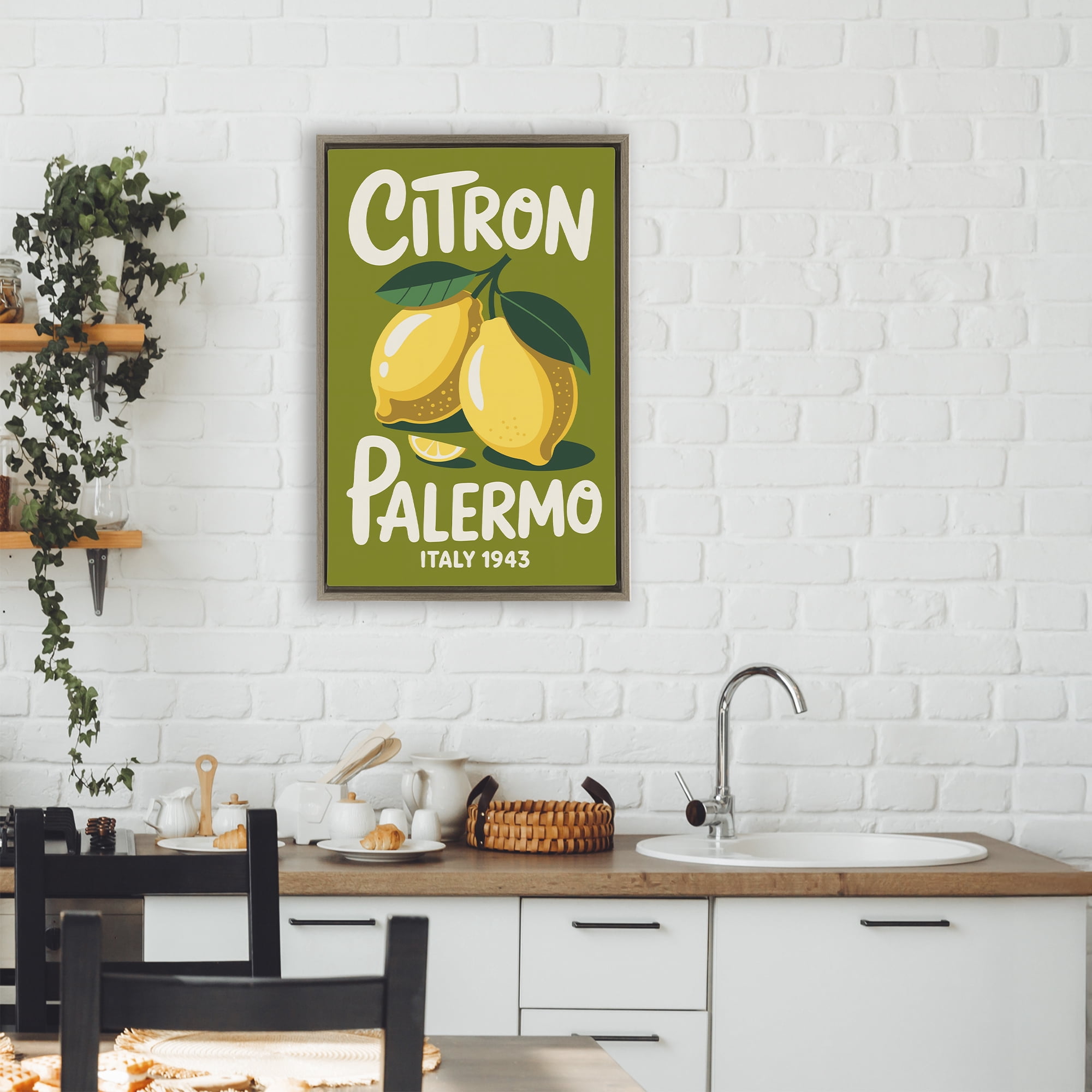 Stupell Industries Citron Palermo Lemons Brown Framed Floater Canvas Wall Art, design by Andreas Magnusson
