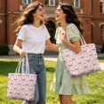 thumbnail image 2 of XYZCANDO Pink Goose Bow Print Padded Shoulder Tote Bag, Large Capacity Quilted Handbag for Work Shopping Travel, Lightweight Durable Daily Carryall with Wide Handles, 2 of 7