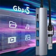 thumbnail image 2 of Langgg 5 in 1 USB Hub Dock Station Data Transferring Tool Connecting Accessory Multiple Ports Dual-plug Converter Tool Equipment, 2 of 9