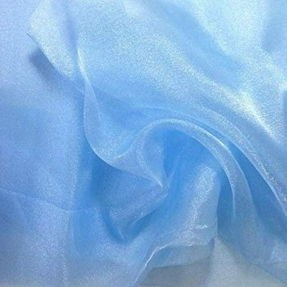 DECORATIVE SILK INC. Sparkle Crystal Sheer Organza Fabric Shiny 60" inch wide by the yard (Blue)