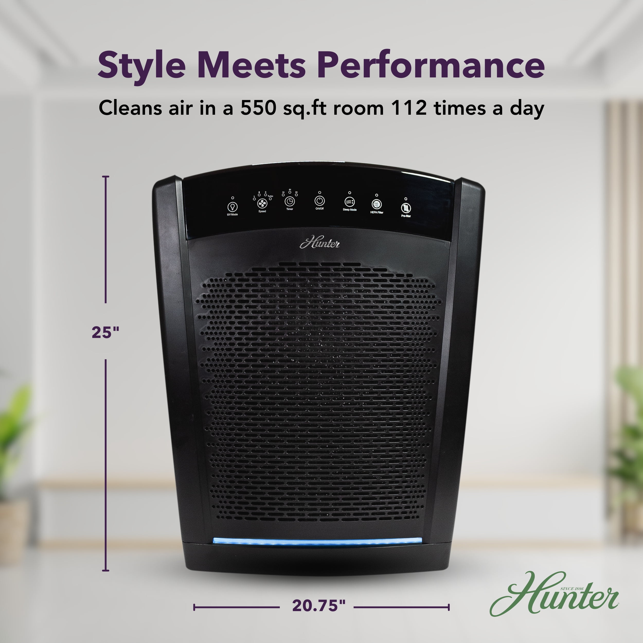 Hunter HP850UV Air Purifier, Black, w/additional filter value pack