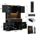 thumbnail image 4 of 71" Tall Kitchen Pantry Cabinet with 6 Doors Shelves & Led Lights & Charge Station, 47" Wide Freestanding Farmhouse Cupboard with 2 Drawer,6 Doors Storage,Adjustable Shelves,Open Countertop, Black, 4 of 9