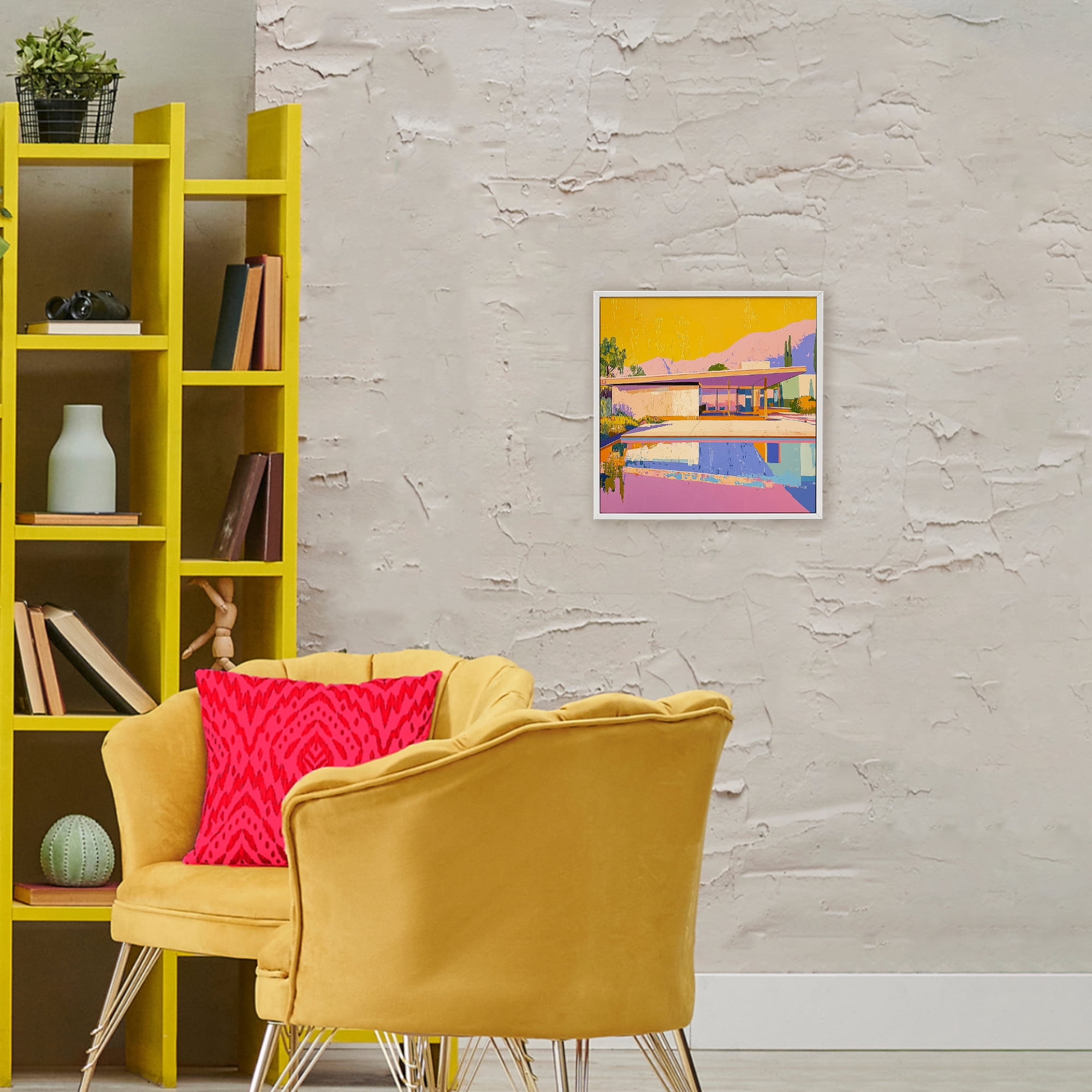 Stupell Industries Vivid Case Study House White Framed Giclee Art, design by Walker Noble