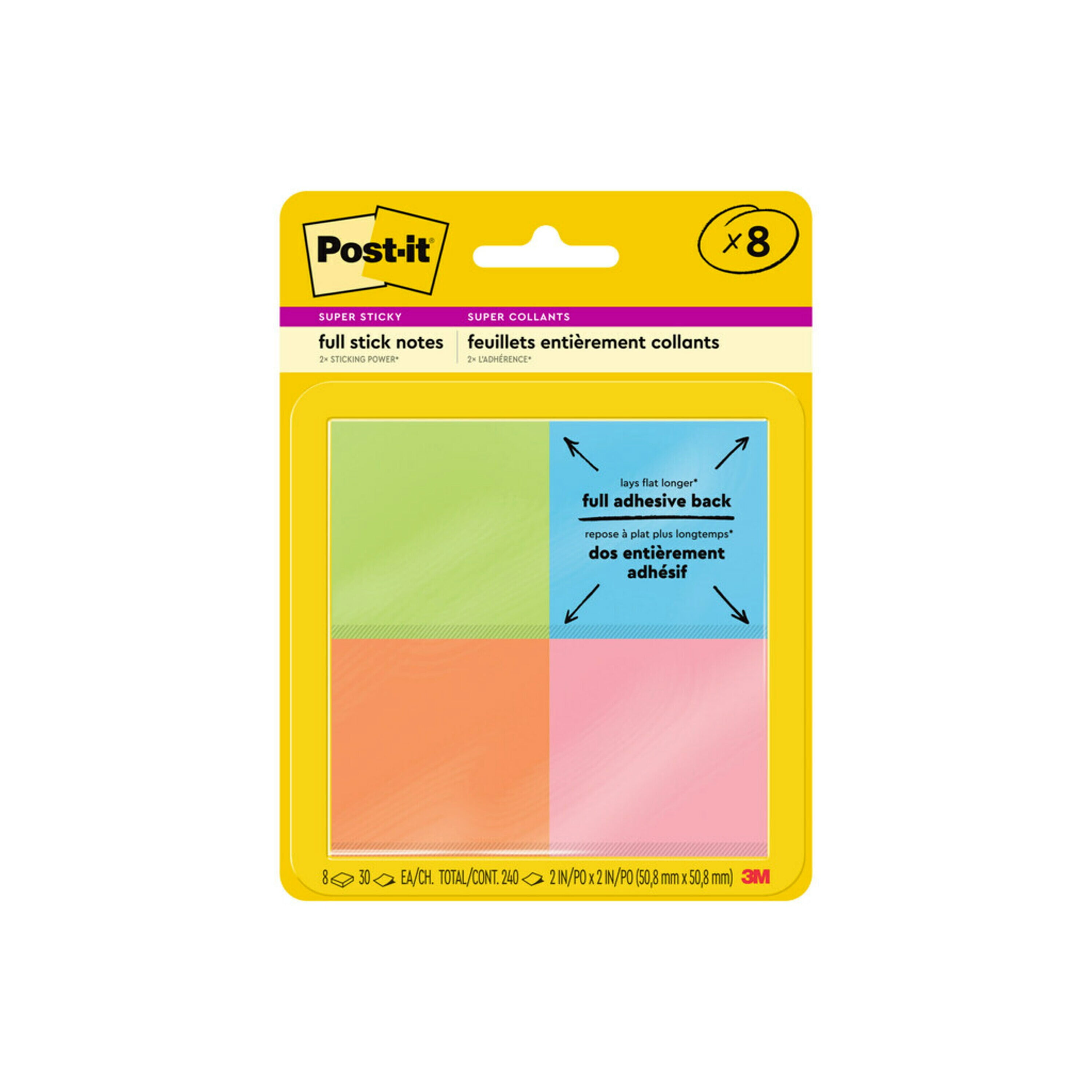 3M Post It Notes 1 1/2  x  2 inch  4 pads 50 each  total = 200 count 