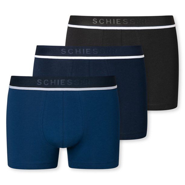 SCHIESSER Paquete de 3 Pantalones Cortos para Hombre - Serie "95/5", Calzoncillos, Cintura con Logotipo, lisos, S-2XL Negro/Azul XL (X-Large)