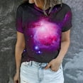 thumbnail image 2 of Penkiiy Galaxy Printed Shirt,Womens 3D Top Blouse Novelty Graphic Breathable Quick Dry Sleeveless Beach T-Shirt 2XL Purple, 2 of 7