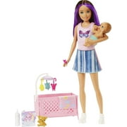 Barbie Skipper Babysitters Playset with Skipper Doll, Baby Doll with Sleepy Eyes, Crib & Accessories