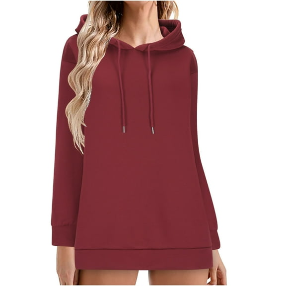 biudgviw Mini Dresses for Women Casual Soft Long Sleeve Hoodies Dress Stretch Comfy Pullover Sweatshirts Dress