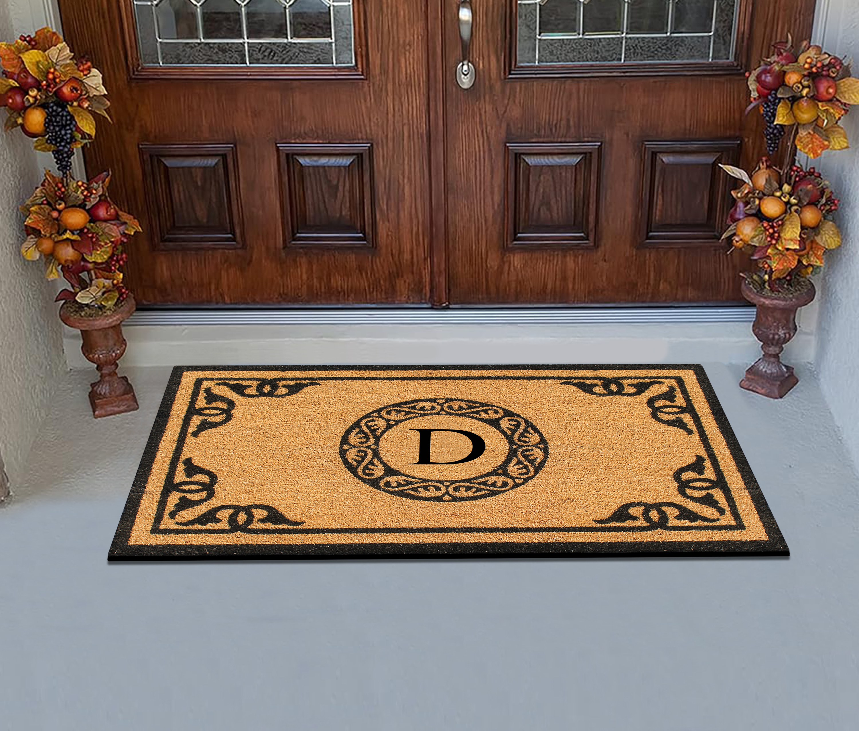A1HC First Impression Hand Crafted by Artisans Geneva Monogrammed Entry Doormat For Outdoor Entrance Front Door Mat, 30"X48"