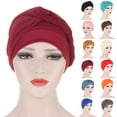 thumbnail image 4 of Head Scarf Solid Color Braid Headdress Brimless Pure Color Turban Cap Party Accessories, 4 of 6